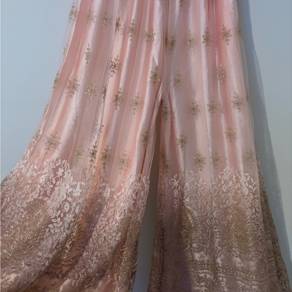 Pink and Dark purple ombré Indian sharara with snow flakes and embroidery - Picture 4 of 7